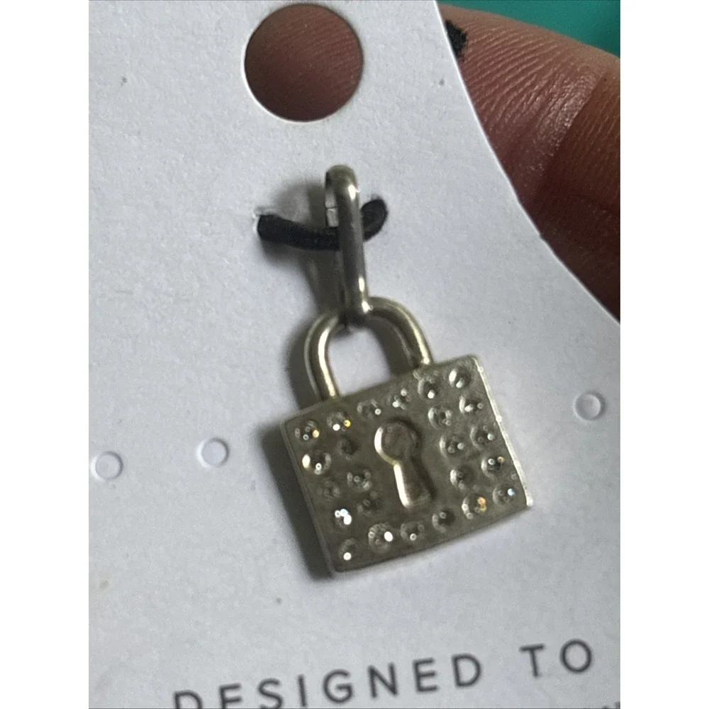 Alex & Ani 925 Sterling Silver Lock Slider Silver Tone Charm Pendant 1/3